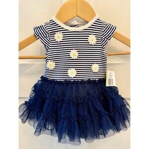 NEW With Tags Little Me Short Sleeve Dress Daisies TuTu Easter Spring Size 3 Mo